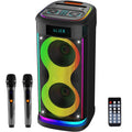 Portable Wireless Party Speaker With LED Light Wireless Mic Remote Control TWS Treble Bass Mic. Echo Music Accompany Mic. Priority Guitar In